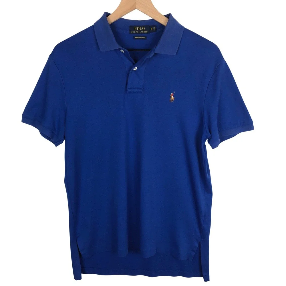 POLO Ralph Lauren Pima Soft Touch Cotton Polo Shirt Mens M Royal Blue S/S Preppy